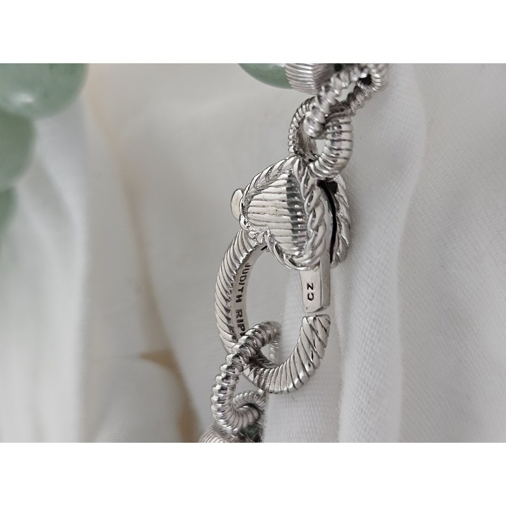 Judith Ripka 925 Sterling Silver Beaded Necklace CZ Green Gemstone - Picture 7 of 7